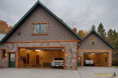 Golden Eagle Log and Timber Homes : Photo Gallery Timber Home Exterior, Log Garage, Log Cabin Renovation, Log Homes Exterior, Log Cabin Exterior, Log And Timber Homes, Camp Cabin, Lodge Ideas, Cabin Renovation