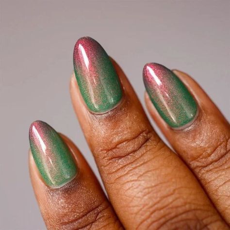 Green-Purple Nails, green nails, fall nails Purple Shimmer Nails, Purple Fall Nails, Shimmer Nails, Fun Nail Designs, Nail Shimmer, Nails Green, Cool Nail Designs, Green Nails, Fall Nails