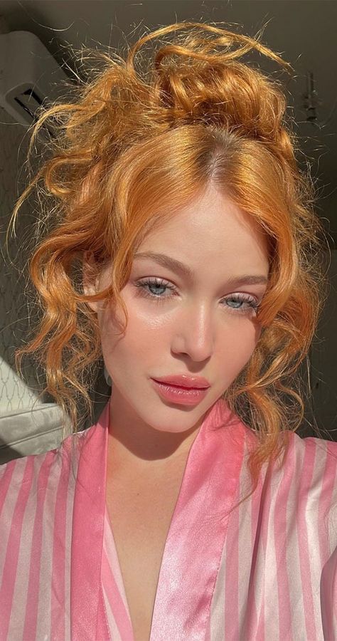 Enchanting Hair Colour Trends to Illuminate 2024 : Golden Copper Hair Upstyle Peach Hair Dye, Golden Copper Hair, Copper Blonde, Golden Copper, Ginger Hair Color, Copper Hair Color, Beautiful Red Hair, Copper Hair, Saint Petersburg