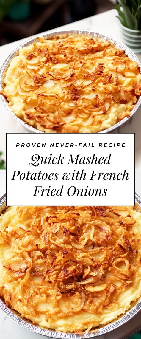 Image for Quick Mashed Potatoes with French Fried Onions French Onion Mashed Potatoes, Quick Mashed Potatoes, Fried Mashed Potatoes, Baked Mashed Potatoes, Food Dolls, Parmesan Cheese Potatoes, Potatoes Recipes, French Fried Onions, Potatoe Casserole Recipes