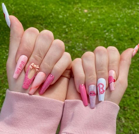 The perfect way to up your nail game. Barbie nails are the latest in fashion and they're sure to turn heads. Pink Barbie Nails, Fitness Barbie, Painted Acrylic Nails, Barbie Nail, Barbie Pink Nails, Acrylic Nail Designs Coffin, Barbie Nails, Acrylic Toe Nails, Acrylic Nail Powder