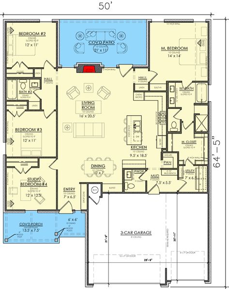 This split bed house plan gives you 1,953 square feet of heated living and either 3 or 4 bedrooms depending on how you use the flex room in front: as a bedroom or an office. Architectural Designs' primary focus is to make the process of finding and buying house plans more convenient for those interested in constructing new homes - single family and multi-family ones - as well as garages, pool houses and even sheds and backyard offices.  Our website offers a vast collection of home designs, encompassing various architectural styles, sizes, and features, which can be customized to meet specific needs and preferences. We curate and add to our design portfolio every day as we work with hundreds of residential building designers and architects to bring you the most diverse and best house p Modular Floor Plans, Small Home Plan, Buying House, Garage Floor Plans, Electrical Layout, Backyard Office, House Plans And More, Architectural Styles, Bed House