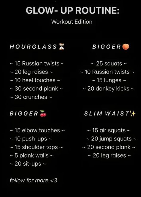 Get Perfect Body Shape Workout, Simple Hourglass Workout, How To Get A Good Body Shape, How To Have An Hourglass Shape, Hourglass Figure Workout 7 Days, Work Out Body Goals, Work Out Challenge, Get Slim, Teen Workout Plan