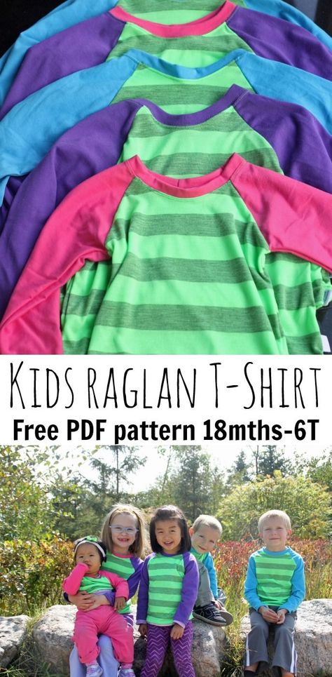 Free Raglan Shirt pattern on Nap-Time Creations.com #sewingpattern #freesewingpattern #sewingforkids Raglan Shirt Pattern, Shirt Sewing, Winter Baby Clothes, Shirt Sewing Pattern, Beginner Sewing Projects Easy, Raglan Shirt, Sewing Projects For Kids, Couture Mode, Sewing Patterns For Kids