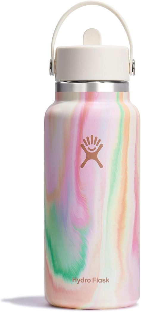 Amazon.com : Hydro Flask 32 Oz Wide Flex Straw Cap Sugar Crush : Sports & Outdoors Hydro Flask 32 Oz, Hydro Flask Water Bottle, Wide Mouth Water Bottle, Flask Water Bottle, Wide Mouth Bottle, Rollerball Perfume, Hydro Flask, Thermos Bottle, Makeup Gift