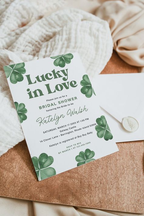 St Patrick’s Wedding, Irish Engagement Party, Saint Patricks Day Wedding, St Patricks Day Invitations, Irish Hen Party Ideas, St Patricks Day Bridal Shower Ideas, Irish Themed Bridal Shower Ideas, St Patrick's Day Wedding, March Engagement Party