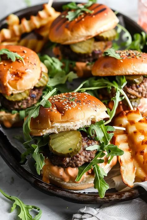 Gluten-Free Beef Sliders with Sun-Dried Tomato Aioli Tomato Aioli, Spicy Pickles, Beef Sliders, Free Lifestyle, Fitness Community, Dinner Inspiration, Health Conscious, Brioche Buns, Balanced Life