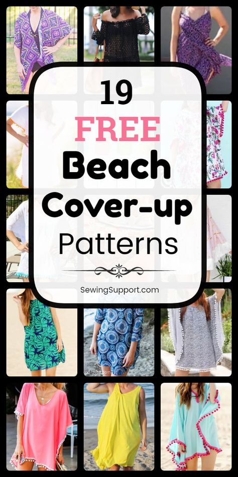 Kimono Beach Cover Up Diy Sewing Patterns, Beach Cover Up Patterns Free Sewing, Beach Cover Up Sewing Pattern, How To Make A Beach Cover Up, Beach Wraps Diy Cover Up, Free Beach Coverup Pattern, Diy Bathing Suit Cover Up, Easy Diy Sewing Projects Clothes, Summer Dress Diy Pattern