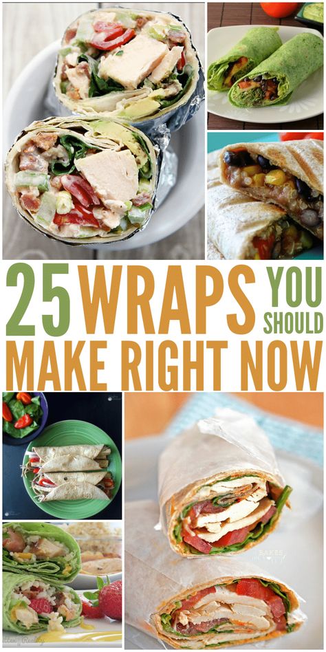 Wrap Recipes You Need to Try Wraps On The Go, Sandwich Recipes Wraps, Ole Wraps Recipes, Easy To Make Wraps, Filling Wraps For Lunch, Quick And Easy Wraps, Ingredients For Wraps, Toasted Wraps Recipes, Wrap Bar Make Your Own