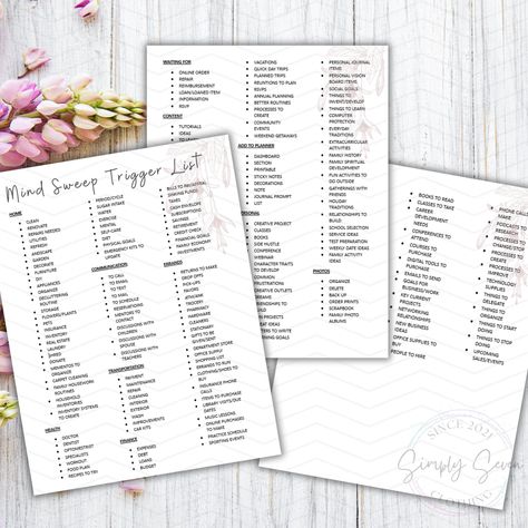 Trigger List Brain Dump, Trigger List For Planners, Planner Trigger List, Brain Dump Trigger List, Brain Dump List, Trigger List, Annual Planning, Happy Planner Printables, Out Of Your Mind