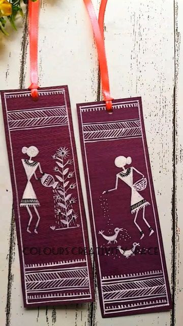 Coffee Art Drawing, Painting On Handmade Paper, Warli Paintings, Bookmark Making, Worli Painting, Warli Painting, Bookmark Diy, Warli Art, Bengali Art