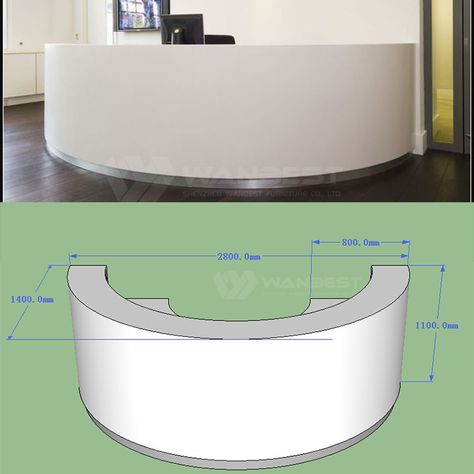 Lobby white half circle solid surface reception desk Semi Circle Reception Desk, Half Circle Reception Desk, Circle Reception Desk, Curved Reception Counter, Cashier Counter Design, Dinging Table, Modern Reception Desk Design, Reception Counter Design, Table Circle