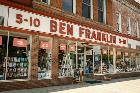 Ben Franklin vintage sign in Oberlin, Ohio Oberlin Ohio, Rail Transport, Ben Franklin, Hotel Motel, Posters Framed, City Car, Image House, Shutter Speed, City Skyline