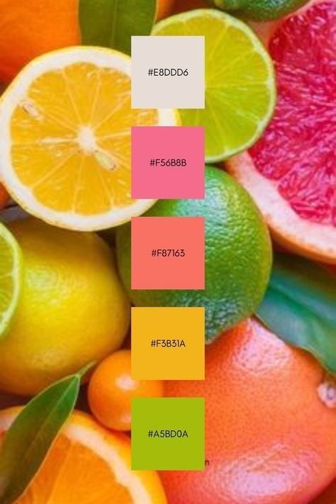 Summer Fruit Color Palette, Fruit Palette Color, August Palette Color, Tropical Fruit Color Palette, Fruit Colour Palette, Citrus Colour Palette, Summer Colour Pallet, Bright Vibrant Color Palette, Mango Color Palette