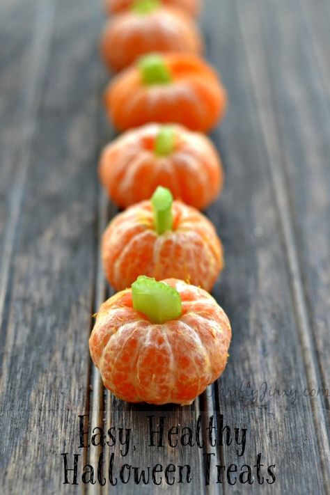 Fun halloween treats can also be good for you! Lea… Pumpkin Food Crafts For Kids, Mandarin Pumpkins, Scary Classroom, Celery Tops, Healthy Halloween Treats For Kids, Fun Food Ideas, Halloween Finger Foods, Finger Foods For Kids, Healthy Halloween Food