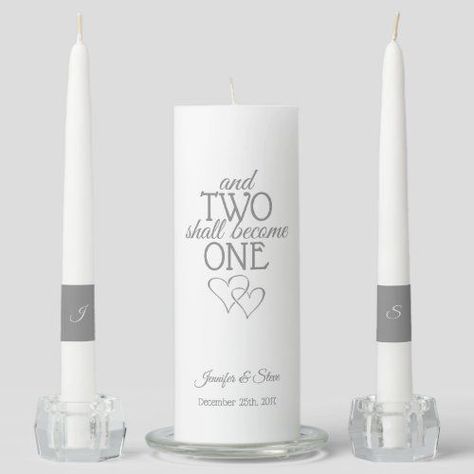 $64.72 | Silver Two Become One Wedding Unity Candle Set - Wedding Decor & Supplies Romantic Elegant Wedding, Silver Wedding Theme, Two Become One, Wedding Unity Candle, Wedding Unity Candle Set, Unity Candle Set, Unity Candles, Wedding Unity Candles, Unity Candle Sets