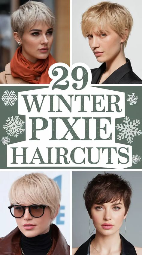 29 Stunning Winter Pixie Haircuts for 2024 - 2025: Trendy Short Hair Ideas for a Bold Look Blonde Winter, Longer Pixie, Platinum Blonde Pixie, Asymmetrical Pixie Cuts, Wavy Pixie, Longer Pixie Haircut, Chic Short Hair, Asymmetrical Pixie, Short Hair Ideas