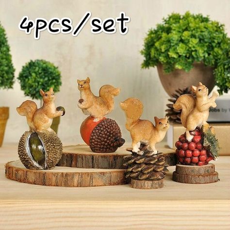 Smarter Shopping, Better Living! Aliexpress.com Garden Fairies Figurines, Cabinet Decoration, Squirrel Figurine, Garden Figurines, Figurine Collection, Creative Office, Pinecone Ornaments, Doll Family, Landscape Decor