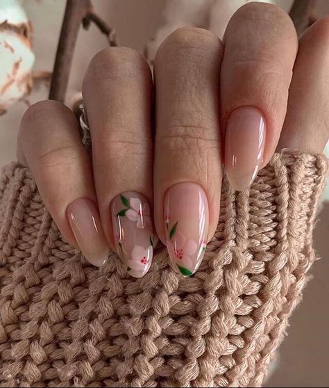 Minimalist Nails, Pretty Acrylic Nails, Floral Nails, Dope Nails, Nail Arts, Short Acrylic Nails, Best Acrylic Nails, Flower Nails, Cute Acrylic Nails