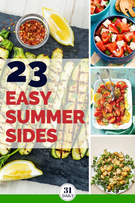 It's summertime, the grill is heating up, and we're cooking delicious and simple summer side dishes. These side dish recipes include everything from grilled vegetables to salads, summer party platters, baked beans, and more. Come and get inspired! #summer #sides #picnic #vegetables #bbq #31Daily Salads Summer, Simple Sides, Christmas Side Dish Recipes, 31 Daily, Sides Dishes, Christmas Side Dishes, Summer Sides, Summer Cookout, Summer Cookouts