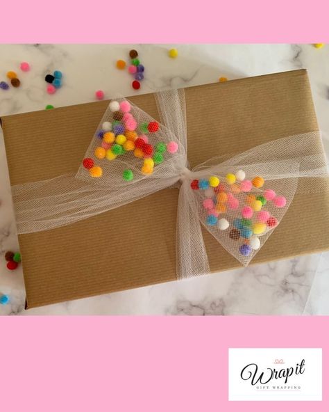 #gifting #giftforhe r #giftbaskets #wrapping #giftforhim #birthdaygift #stationery #smallbusiness Creative Wrapping, Colorful Gift Wrapping, Mini Pom, Gift Wrapping Techniques, Tulle Bow, Gift Wrapping Inspiration, Gifts Wrapping Diy, Birthday Gift Wrapping, Creative Gift Wrapping