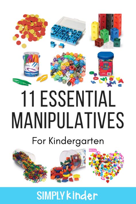 11 Must Have Manipulatives for Teaching Manipulative For Kindergarten, Preschool Math Manipulatives, Math With Manipulatives, Manipulatives For Preschool Center Ideas, Kindergarten Manipulatives Center Ideas, Prek Manipulative Ideas, Small Manipulatives Preschool, Kindergarten Math Manipulatives, Pre K Classroom Must Haves