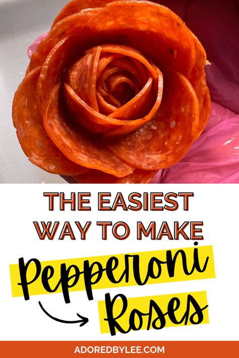 How To Make Roses Out Of Pepperoni, Rose Out Of Pepperoni, Pepperoni Rosettes, Rose Pepperoni Rolls, How To Make A Rose Out Of Pepperoni, Pepperoni Roses Easy Recipes, Peperoni Roses, How To Make Pepperoni Flowers, Small Pepperoni Rose