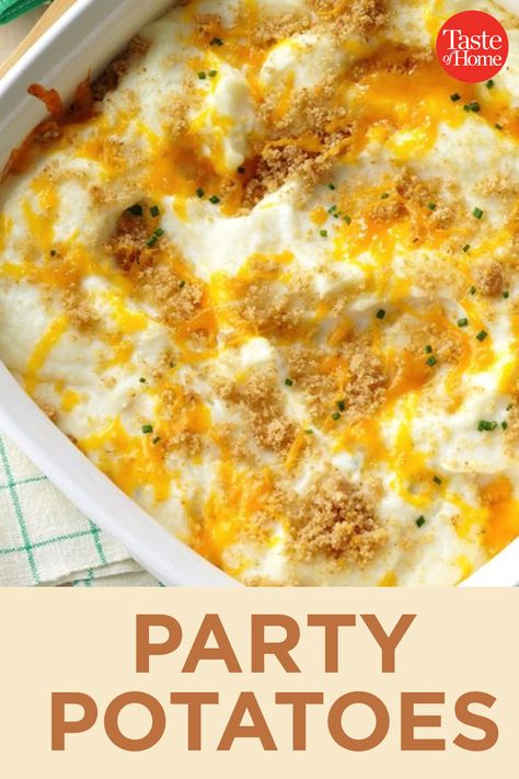 Party Mashed Potatoes, Easy Party Side Dishes, Party Potatoes Recipe, Newest Recipes, Party Potatoes, Egg Butter, Party Side Dishes, Mashed Potato Casserole, Instant Potatoes