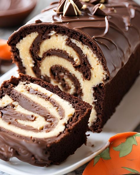 Peanut Butter Cup Cake Roll – Alldelish Peanut Butter Cake Roll Recipe, Peanut Butter Cake Roll, Butter Roll, Chocolate Peanut Butter Cake, Cake Roll Recipes, Chocolate Sponge Cake, Chunky Peanut Butter, Peanut Butter Roll, Peanut Butter Cake