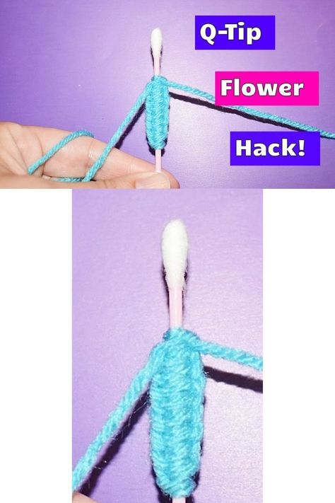 DIY Yarn Flower with Cotton Swap Q-tips - Sewing Hack - Hand Embroidery Trick Q Tip, Yarn Flowers, Easy Crochet Patterns Free, Yarn Diy, Fun Crochet Projects, Easy Crochet Patterns, Crochet Tutorial, Sewing Hacks, Easy Crochet