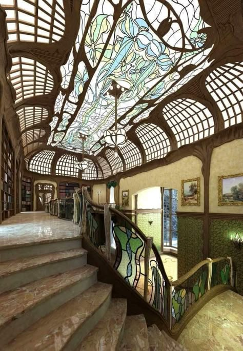 Art Nouveau Arquitectura, Art Nouveau Interior, Art Nouveau Architecture, Keramik Design, Art Nouveau Design, Stained Glass Panels, House Inspo, Dream Home Design, Amazing Architecture