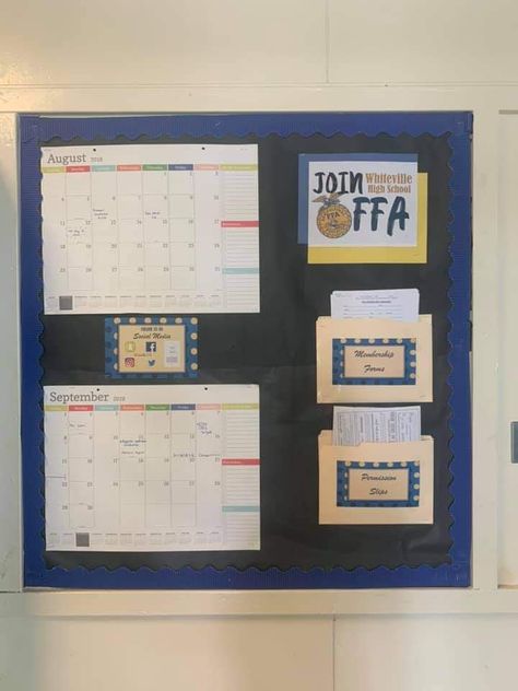 Bulletin Board Ideas Calendar, Agriculture Classroom Decor, High School Agriculture Classroom Decorating Ideas, Ag Ed Bulletin Board, Ffa Classroom Ideas, Ag Classroom Decor, Ag Bulletin Boards, Ffa Board Ideas, Agriculture Teacher Classroom