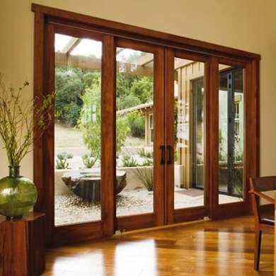 Patio Doors French Doors With Screens, Sliding Doors Exterior, Wooden Sliding Doors, Sliding French Doors, French Patio, Exterior Doors With Glass, Addition Ideas, French Doors Exterior, Window Benches