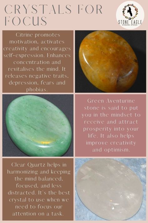 Crystals For Motivation And Focus, Crystals For Focus And Productivity, Crystals That Help With School, Crystal For Focus And Concentration, Crystals For Brain Fog, Focus And Concentration Spells, Crystal For Creativity, Crystals For Passing Exams, Crystals For Studying And Focus