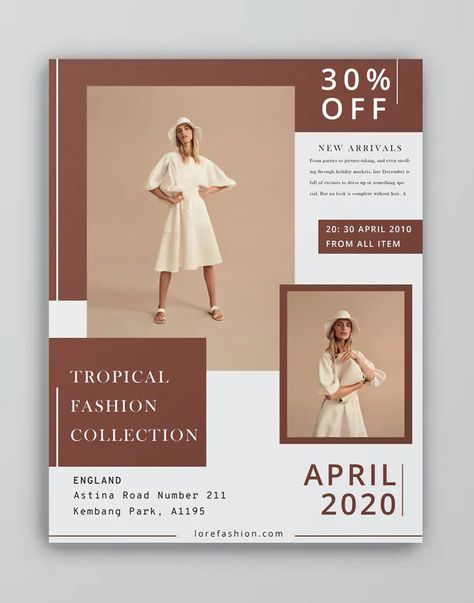 Fashion Flyer Template PSD Fashion Pamphlet Design, Fashion Flyer Design Templates, Dress Poster Design, Flyer Template Design Layout, Fashion Flyer Design, Fashion Lookbook Design, Catalogue Design Templates, Studio Display, Fashion Flyer