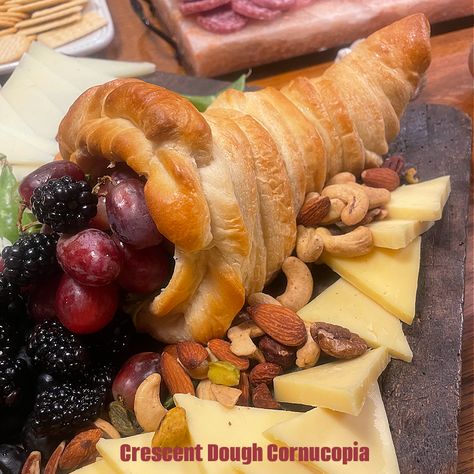 How to make a Crescent Dough Cornucopia (and slay Thanksgiving) - grace grits and gardening Bread Cornucopia Crescent Rolls, Pizza Dough Cornucopia, Crescent Roll Cornucopia Charcuterie, Cornucopia Crescent Rolls, Cresent Roll Cornucopia, Bread Cornucopia Charcuterie, Crescent Cornucopia, Puff Pastry Cornucopia, Bread Cornucopia How To Make