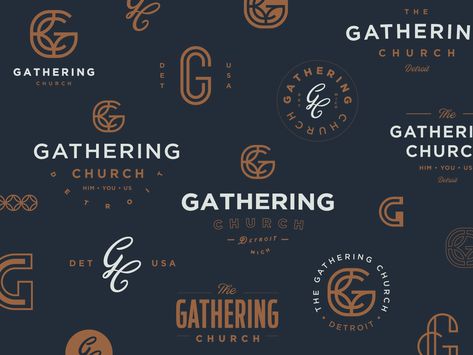 Gathering Church | Branding R2 indy lettering mark church branding monogram c g monoweight detroit church indianapolis script logo branding Church Logo Inspiration, Church Logo Design, Church Branding, Christian Graphic Design, Modern Church, Church Logo, Church Graphic Design, Christian Designs, Church Design