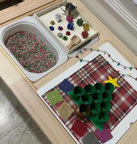 Christmas Flisat Table, Ikea Kids Table, Flisat Table, Montessori Playroom, Christmas Teaching, Ikea Kids, Sensory Boxes, Christmas Play, Sensory Table