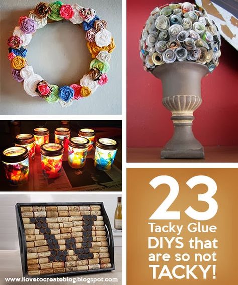 iLoveToCreate Blog: 23 Tacky Glue DIYs that are so not TACKY! Tacky Glue Crafts, Create Blog, Diy Outdoor Decor, Craft Sewing, Crafts Workshop, Seasonal Crafts, Glue Crafts, Creating A Blog, Craft Tutorials