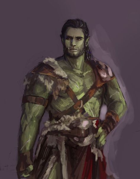 Dnd Shop Owner Art, Half Orc Barbarian Male, Half Orc Male, Orc Male, Half-orc Male, Orc Barbarian, Half Orc Barbarian, Dnd Orc, Dnd Npc