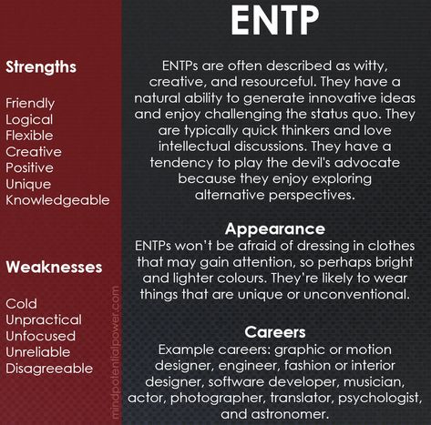 ENTP Personality Type, Strengths & Weaknesses Entp Personality Characters, Entp Personality Traits, Entp Traits, Entp Strengths And Weaknesses, Entp Negative Traits, Entp Characters, Entp Boyfriend, Entp Entp Relationship, Entp Compatibility