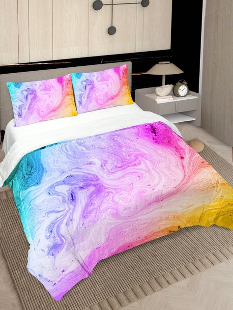 UNIQUE DESIGNS: We use the latest 3D printing technology to create truly exquisite designs for our comforters. Whether you're looking for sleek minimalistic geometric shapes, vividly colored dream catchers, or animal inspired designs, you are guaranteed to find a unique bedding set! PREMIUM FABRIC: 100 Percent Brushed Microfiber fabric is breathable and durable with a high tensile strength which also provides extra soft, comfortable, which making it feel like you're being gently cuddled when you Rainbow Dorm Room, Marble Comforter, Colorful Marble, Unique Bedding Sets, Unique Bedding, Rainbow Abstract, 3d Printing Technology, Quilt Set, Dream Catchers