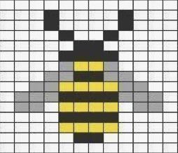 Bee Cross Stitch Pattern, Cross Stitch Bee Pattern, Cross Stitch Bee, Pixel Art Bee, Bee Pixel Art, Bee Perler Bead Pattern, Bee Knitting Chart, Mini Pixel Art, Bumble Bee Knitting Chart