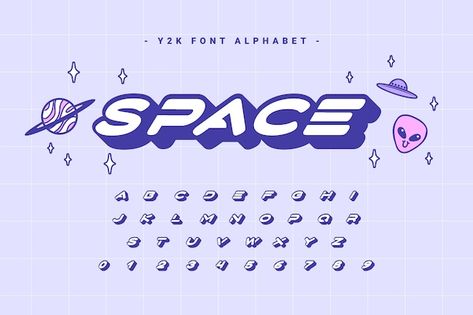 Free vector hand drawn y2k  alphabet  il... | Free Vector #Freepik #freevector #2000s #y2k #2000 #retro-alphabet Y2k Alphabet, Y2k Fonts, Tattoo Font Styles, Retro Alphabet, Scrapbook Fonts, Font Creator, Digital Design Trends, Typography Designs, Pretty Fonts