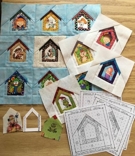 House Quilt Blocks, Hunting Quilt, Crazy Quilt Embroidery, Quilt By Hand, Quilt Free Pattern, House Quilt Block, House Quilt Patterns, Quilt Embroidery, I Spy Quilt