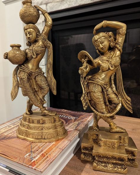 Embrace the elegance of Indian culture with these stunning handcrafted brass statues! A perfect blend of art and tradition to enrich your home decor. 🌟 To buy the product, visit the link in our bio. #Handcrafted #IndianArt #HomeDecor #BrassSculpture #DancingLady #EtsyShop" Brass Statues Home Decor, Brass Decor Living Room, Brass Decor Indian Living Rooms, Indian Living Rooms Traditional, Brass Decor Indian, Living Room Indian, Home Decor India, Indian Living Room, Garden Ponds