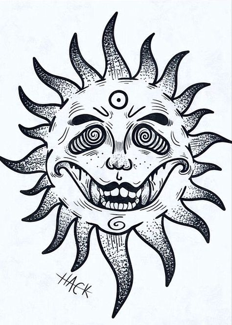 Drawing Templates Emotions, Trippy Cool Drawings, Patchwork Arm Tattoo Designs, Psycheledic Drawing, Easy Practice Tattoos, Creepy Sun Drawing, Simple Alternative Tattoos, Creepy Sun Tattoo, Psychodelisch Tattoos