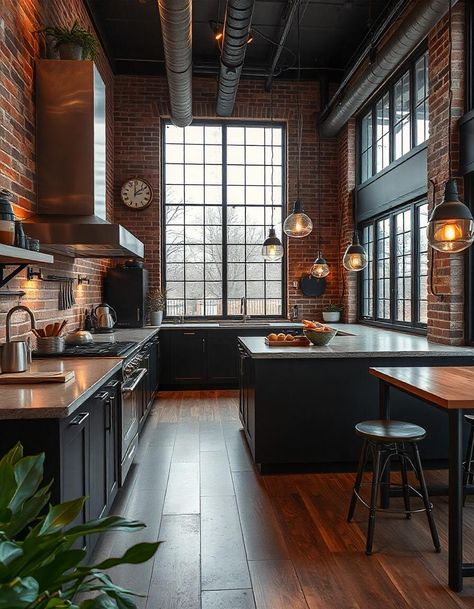 New York Apartment Aesthetic Interior, New York Apartment Kitchen, Kitchen Aesthetic Ideas, Small New York Apartment Aesthetic, Loft Kitchen Design, New York Apartment Aesthetic, Loft Apartment Kitchen, Apartment Kitchen Aesthetic, Brownstone Interiors