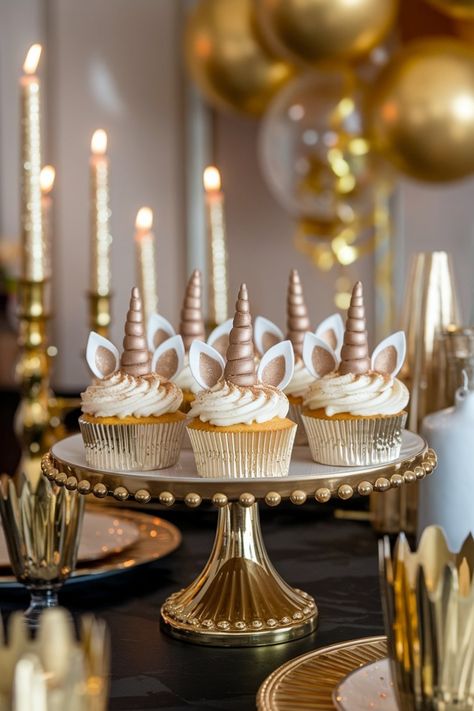 Whimsical Unicorn Cupcake Party Setup to Wow Your Guests Golden Birthday Cupcake Ideas, Spooky Cupcake Ideas, Cherry Dump Cake Recipe, Chocolate Snowballs, Colored Plates, Salted Caramel Cheesecake, Unicorn Themed Birthday Party, Monster Cupcakes, Carrot Cake Cupcakes