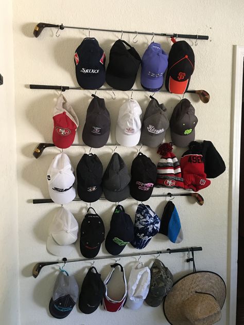 Baseball Hat Storage, Cap Rack, Clothing Store Displays, Golf Stuff, Presents Ideas, Hanging Hats, No More Excuses, Hat Organization, Hat Display